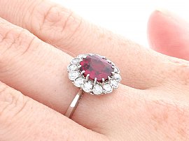 Unheated Ruby Engagement Ring on finger