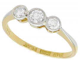 0.50ct Diamond and 18ct Yellow Gold Trilogy Ring - Antique Circa 1920