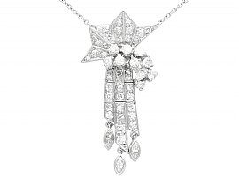 1.10ct Diamond and Palladium Tassel Pendant - Art Deco - Antique Circa 1935