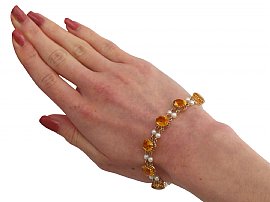  Yellow Gold Citrine Bracelet on the wrist