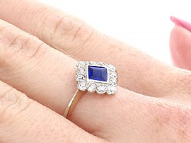 Dainty Sapphire Dress Ring on Finger