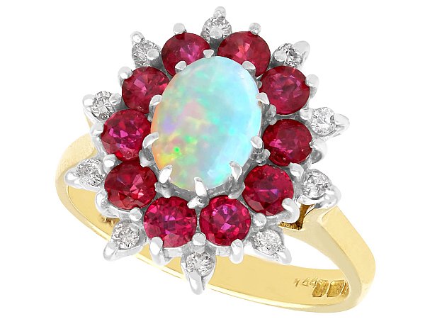 Opal and Ruby Ring Vintage 
