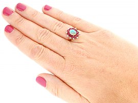 Opal and Ruby Ring Vintage on Hand