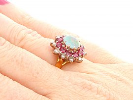 Wearing Opal and Ruby Ring Vintage