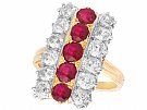 1.67 ct Ruby and 2.85 ct Diamond, 18 ct Rose Gold Dress Ring - Antique Victorian