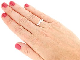 5 Stone Diamond Engagement Ring Round Cut Wearing