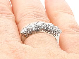 5 Stone Diamond Engagement Ring Round Cut Wearing