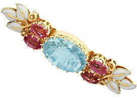 Gemstone Brooch with Enamel above view