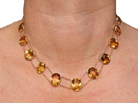 antique citrine pendant on the neck