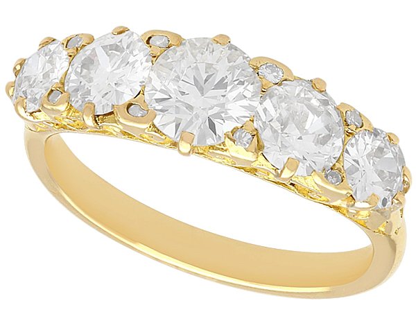 Five Stone Diamond Ring Yellow Gold