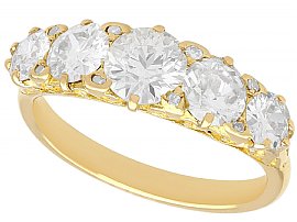 3.31 ct Diamond  and 18 ct Yellow Gold Five Stone Ring - Antique Circa 1930