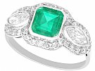 1.45ct Emerald and 1.43ct Diamond, Platinum Dress Ring - Antique Circa 1930