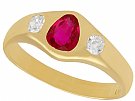 0.83ct Ruby and 0.40ct Diamond, 18ct Yellow Gold Dress Ring -  Antique Circa 1930