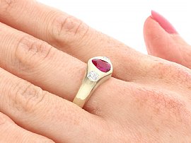 Pear Cut Ruby and Yellow Gold Gents Ring UK