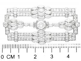 Art Deco Platinum Diamond Brooch Size