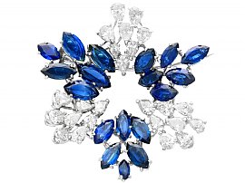 7.95ct Sapphire and 4.75ct Diamond, Platinum Pendant/Brooch - Vintage Circa 1960