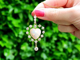 Antique Opal Heart Pendant