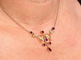 Wearing Amethyst and Seed Pearl Necklace