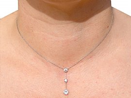 3 Stone Diamond Necklace Platinum