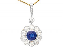 Sapphire and Diamond Cluster Pendant 