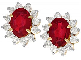 Ruby and Diamond Earrings Yellow Gold