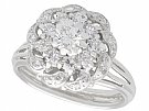 1.39 ct Diamond and 18 ct White Gold Cluster Ring - Vintage Circa 1950