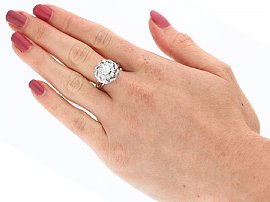 White Gold 1950s Diamond Ring on the Finger