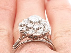 18ct white gold diamond ring on finger