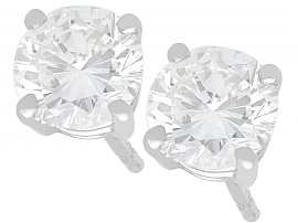1.41ct Diamond and Platinum Stud Earrings - Vintage and Contemporary