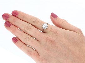 Diamond Platinum Cluster Ring Wearing 