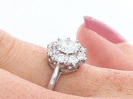 Vintage Platinum Diamond Cluster Ring on the hand
