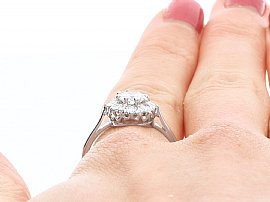 Platinum Diamond Cluster Ring being worn