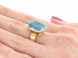 Vintage Aquamarine and Ring on the Hand