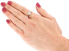 Edwardian Solitaire Engagement Ring on the hand