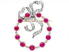 Certified Ruby and Diamond Brooch