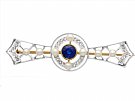 0.64ct Sapphire, 0.20ct Diamond and Seed Pearl, 9ct Yellow Gold and Platinum Brooch - Antique Circa 1905