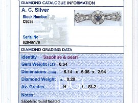 Grading Report Card for Sapphire Brooch