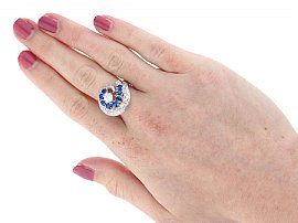 Sapphire Cluster Ring Wearing Image