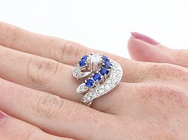 White Gold Sapphire and Diamond Dress Ring Wearing Image