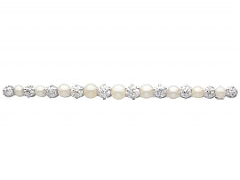 Antique Pearl Bar Brooch with Diamonds