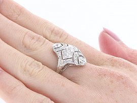 1930s Diamond Ring White Gold on the hand