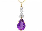 11.43 ct Amethyst and 1.45 ct Diamond, 18ct Yellow Gold Pendant - Antique and Vintage