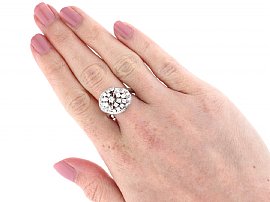 14k White Gold Diamond Cluster Ring Wearing Image