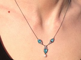 Aquamarine and Pearl Necklace Platinum 