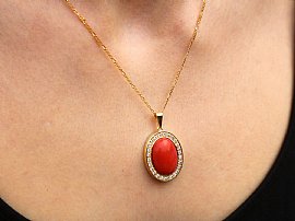 Vintage Coral Pendant on the Neck