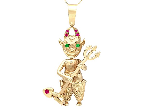 9ct Gold Devil Pendant with Gemstones