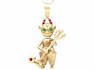 0.22ct Ruby, 0.13ct Emerald and 9ct Yellow Gold Devil Pendant - Contemporary 2002