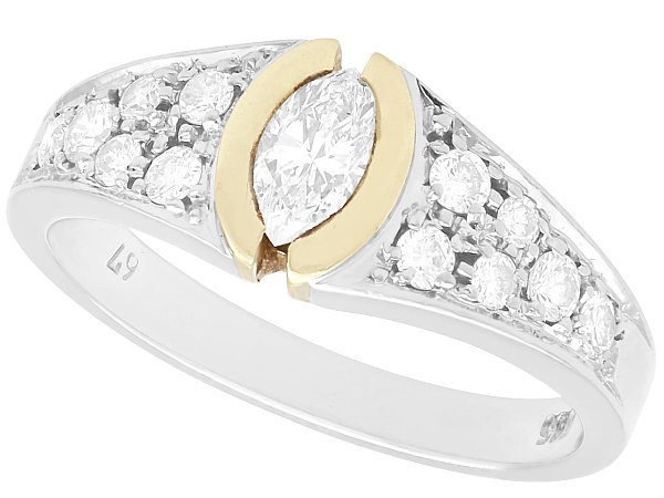 Marquise Diamond Ring White and Yellow Gold