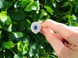 Vintage Blue Sapphire and Diamond Ring Outside