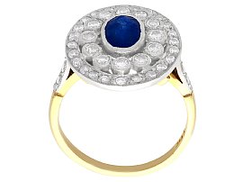 Vintage Blue Sapphire and Diamond Ring Yellow Gold